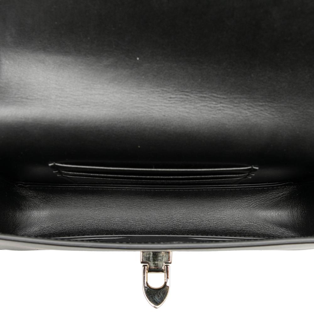 Valentino AB Valentino Black Calf Leather Rockstud Wallet on Chain Italy