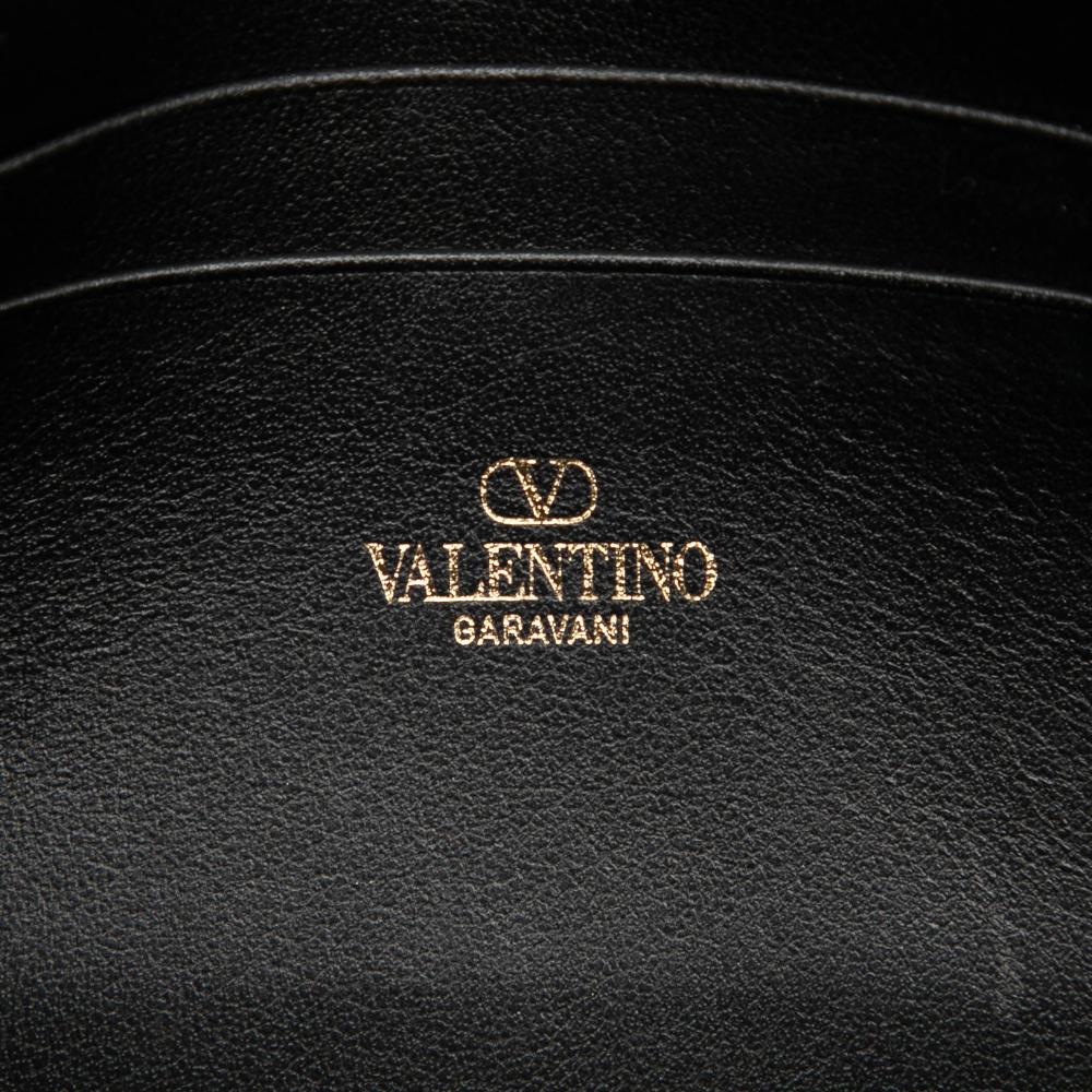 Valentino AB Valentino Black Calf Leather Rockstud Wallet on Chain Italy