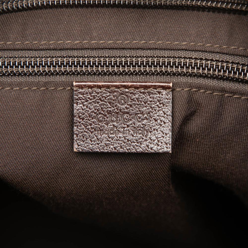 Gucci B Gucci Brown Beige Canvas Fabric GG Web Crossbody Italy