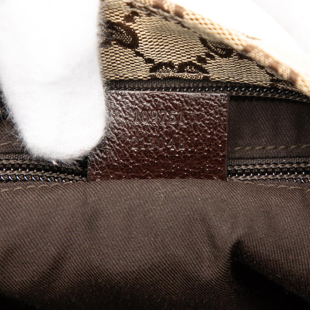 Gucci B Gucci Brown Beige Canvas Fabric GG Web Crossbody Italy
