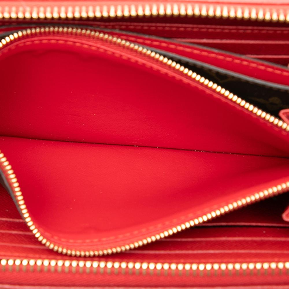 Louis Vuitton B Louis Vuitton Brown with Red Monogram Canvas Fabric Monogram Retiro Zippy Wallet France