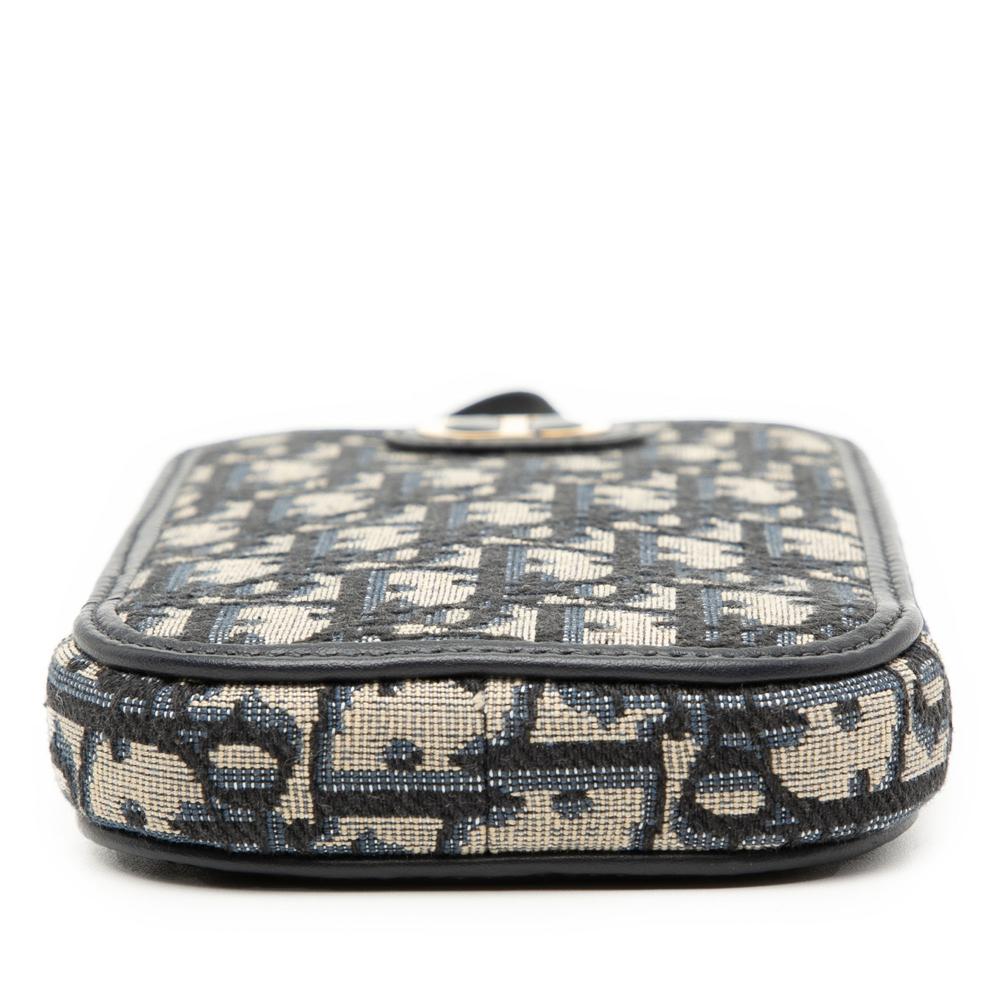 Christian Dior AB Dior Blue Navy Canvas Fabric Oblique 30 Montaigne Call in Dior Phone Holder Italy