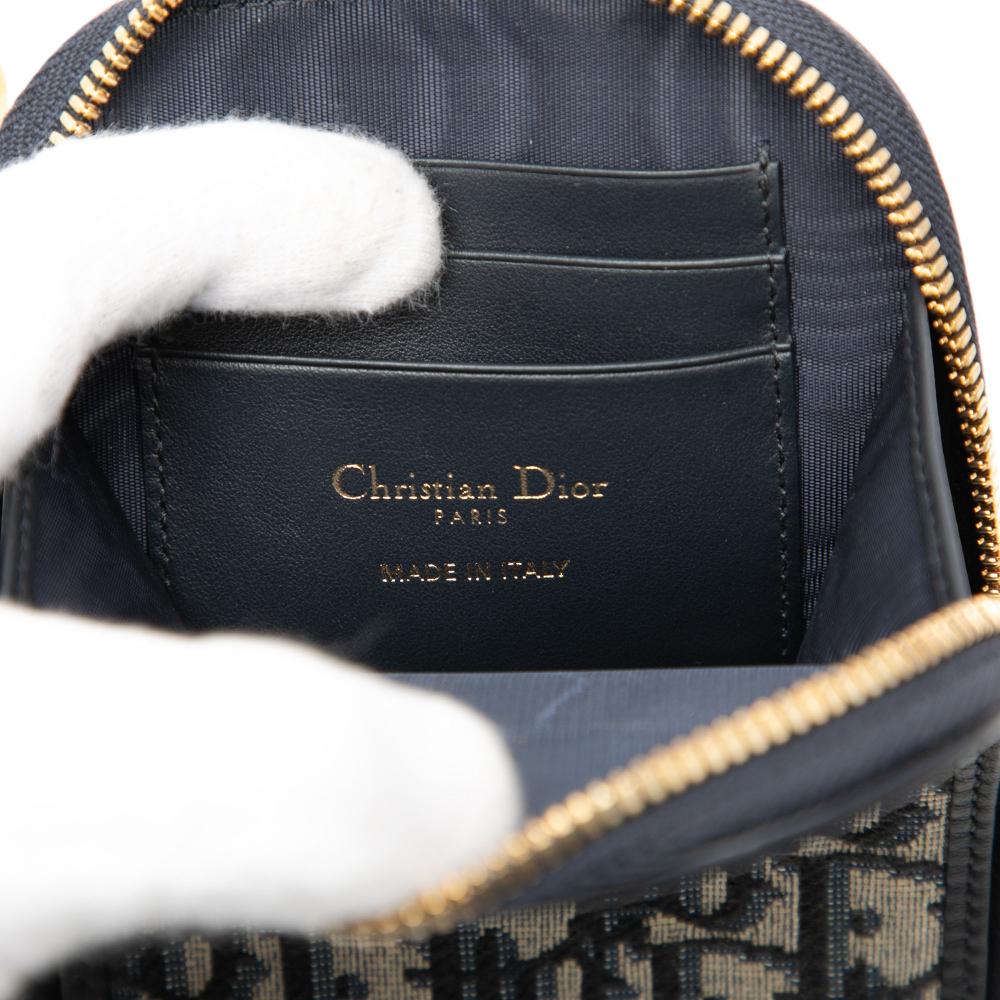 Christian Dior AB Dior Blue Navy Canvas Fabric Oblique 30 Montaigne Call in Dior Phone Holder Italy