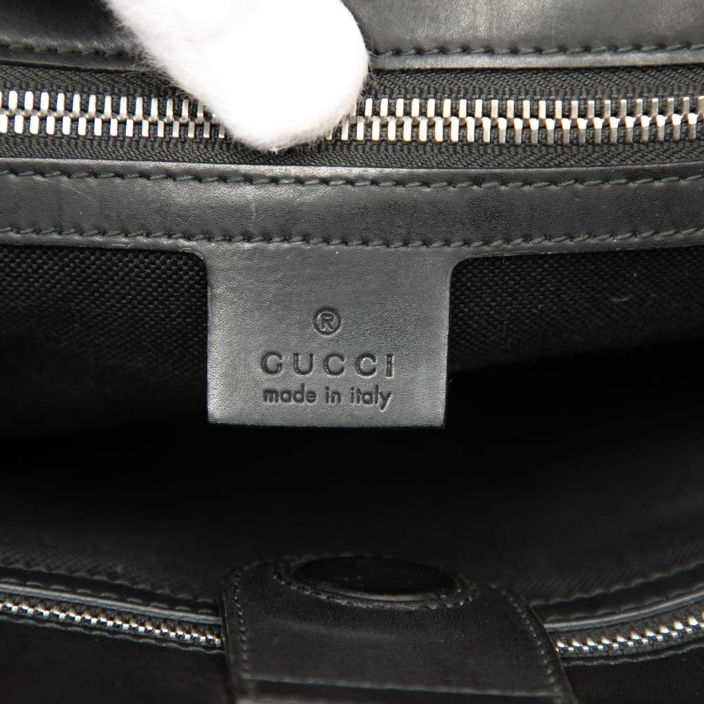 Gucci B Gucci Black Coated Canvas Fabric GG Supreme Tiger Convertible Soft Tote Italy