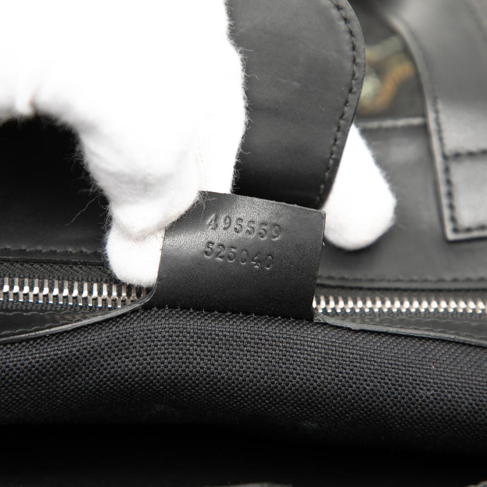 Gucci B Gucci Black Coated Canvas Fabric GG Supreme Tiger Convertible Soft Tote Italy