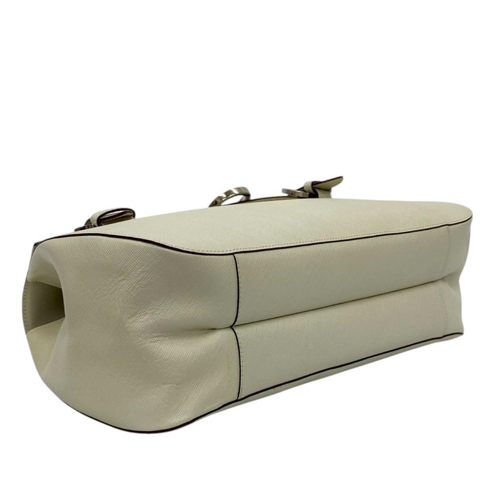 Ferragamo AB Ferragamo White Calf Leather Gancini Handbag Italy