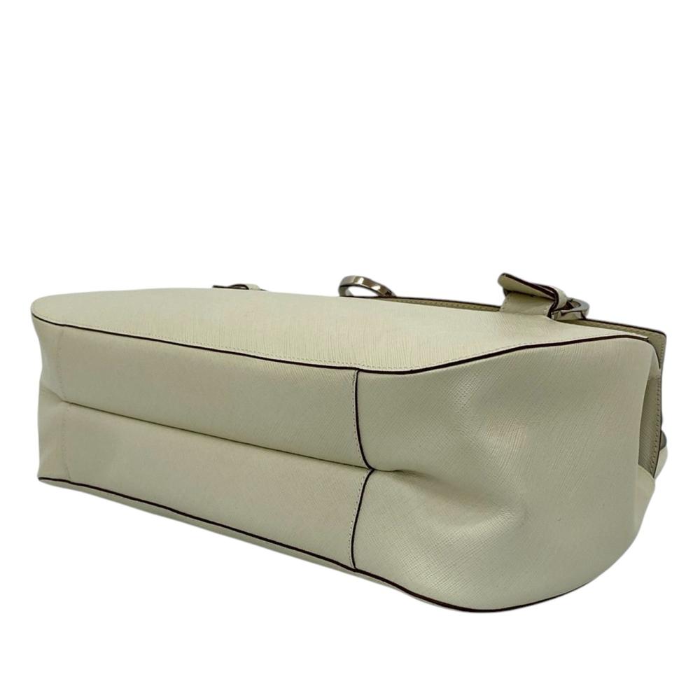 Ferragamo AB Ferragamo White Calf Leather Gancini Handbag Italy