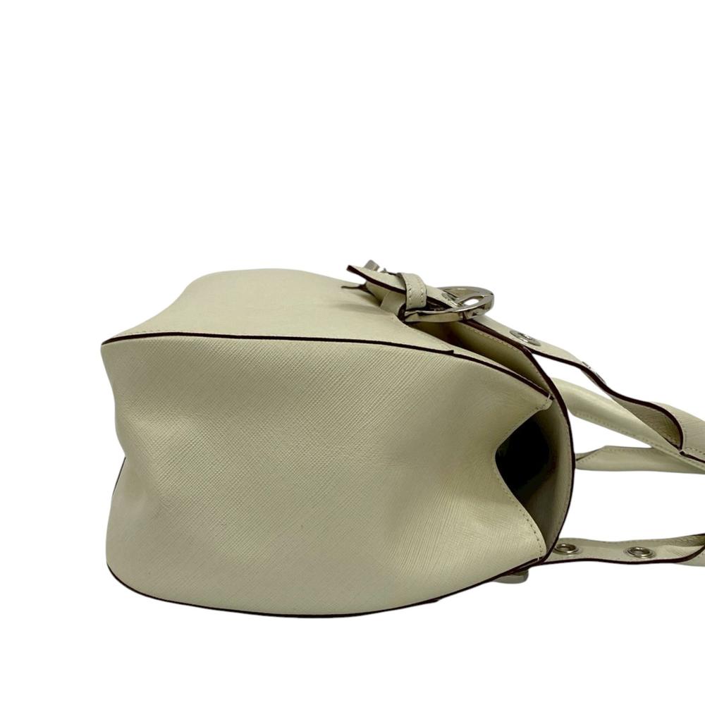 Ferragamo AB Ferragamo White Calf Leather Gancini Handbag Italy