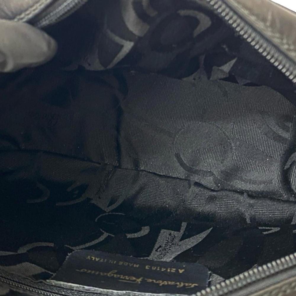 Ferragamo B Ferragamo Black Calf Leather Vara Crossbody Italy