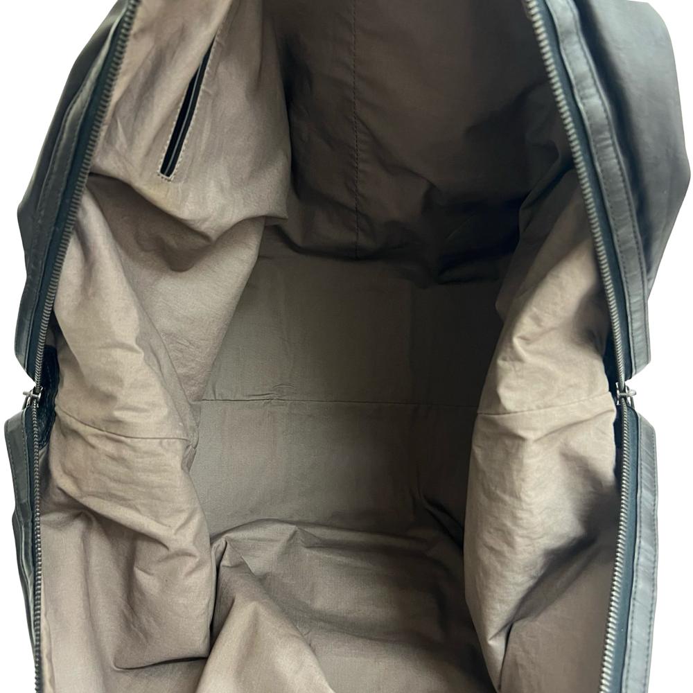 Bottega Veneta AB Bottega Veneta Black Calf Leather Intrecciato Trimmed Duffle Bag Italy