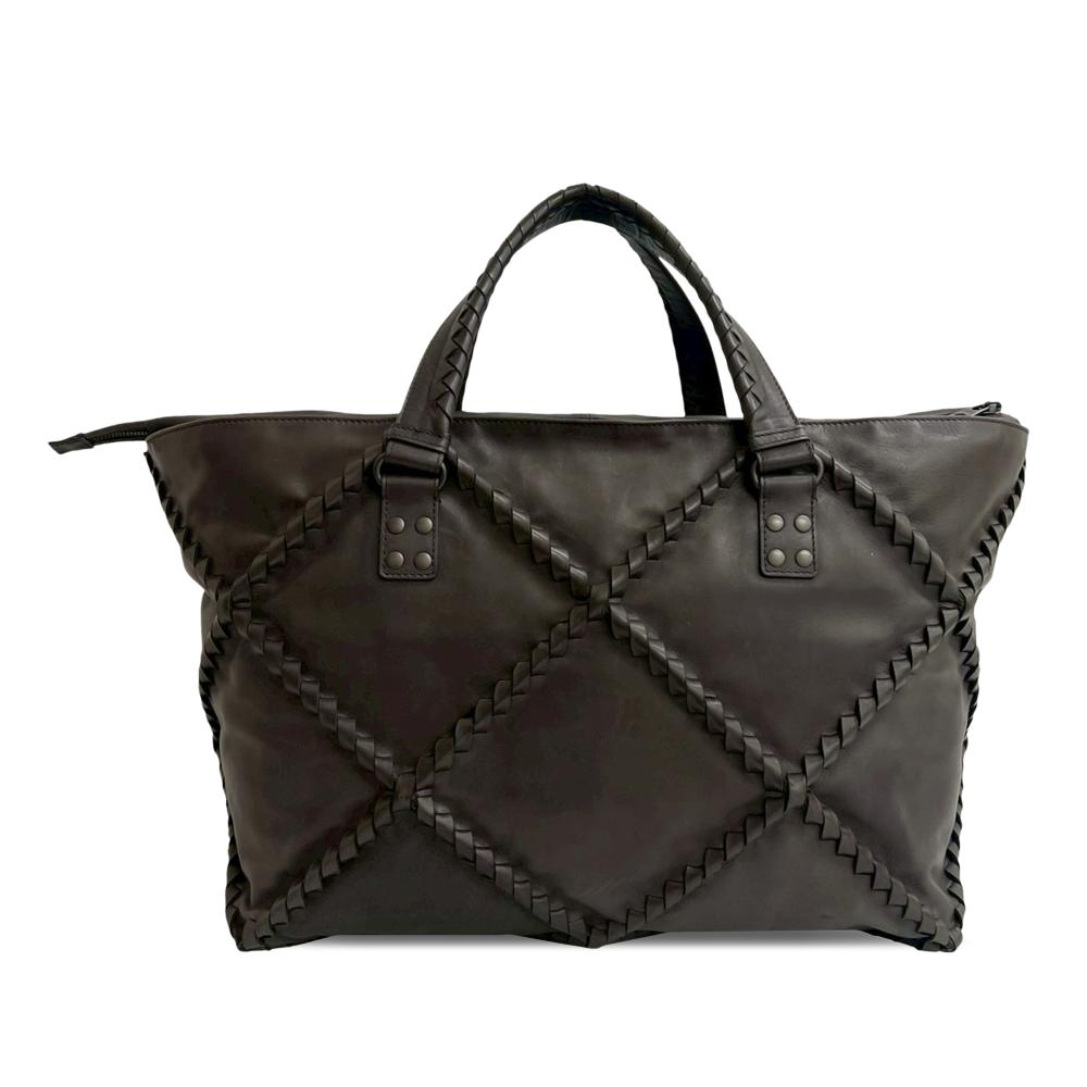 Bottega Veneta AB Bottega Veneta Brown Dark Brown Nappa Leather Leather Nappa Diamond Intrecciato Tote Italy