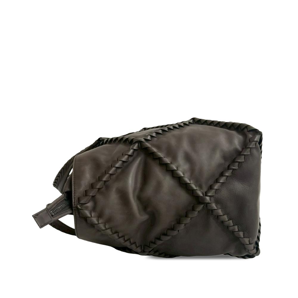 Bottega Veneta AB Bottega Veneta Brown Dark Brown Nappa Leather Leather Nappa Diamond Intrecciato Tote Italy
