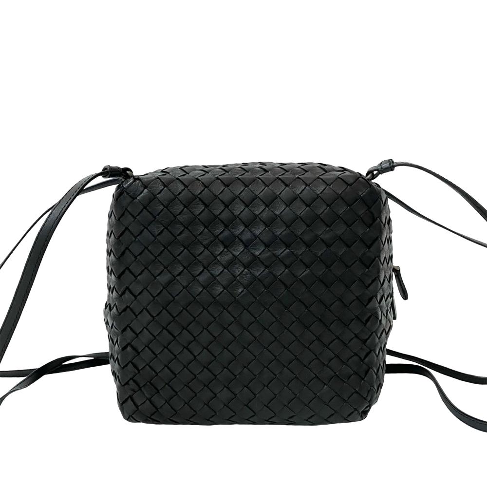 Bottega Veneta AB Bottega Veneta Black Nappa Leather Leather Nappa Intrecciato Cube Crossbody Italy