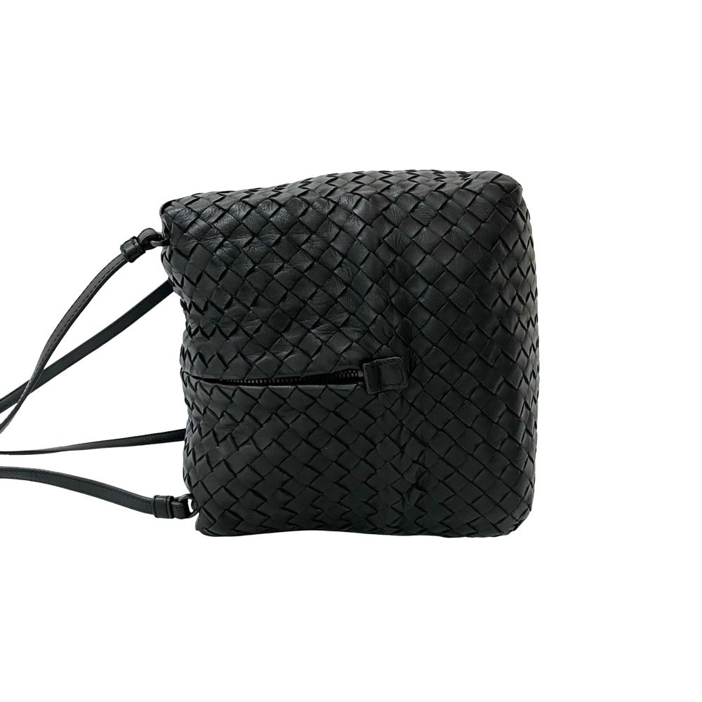 Bottega Veneta AB Bottega Veneta Black Nappa Leather Leather Nappa Intrecciato Cube Crossbody Italy