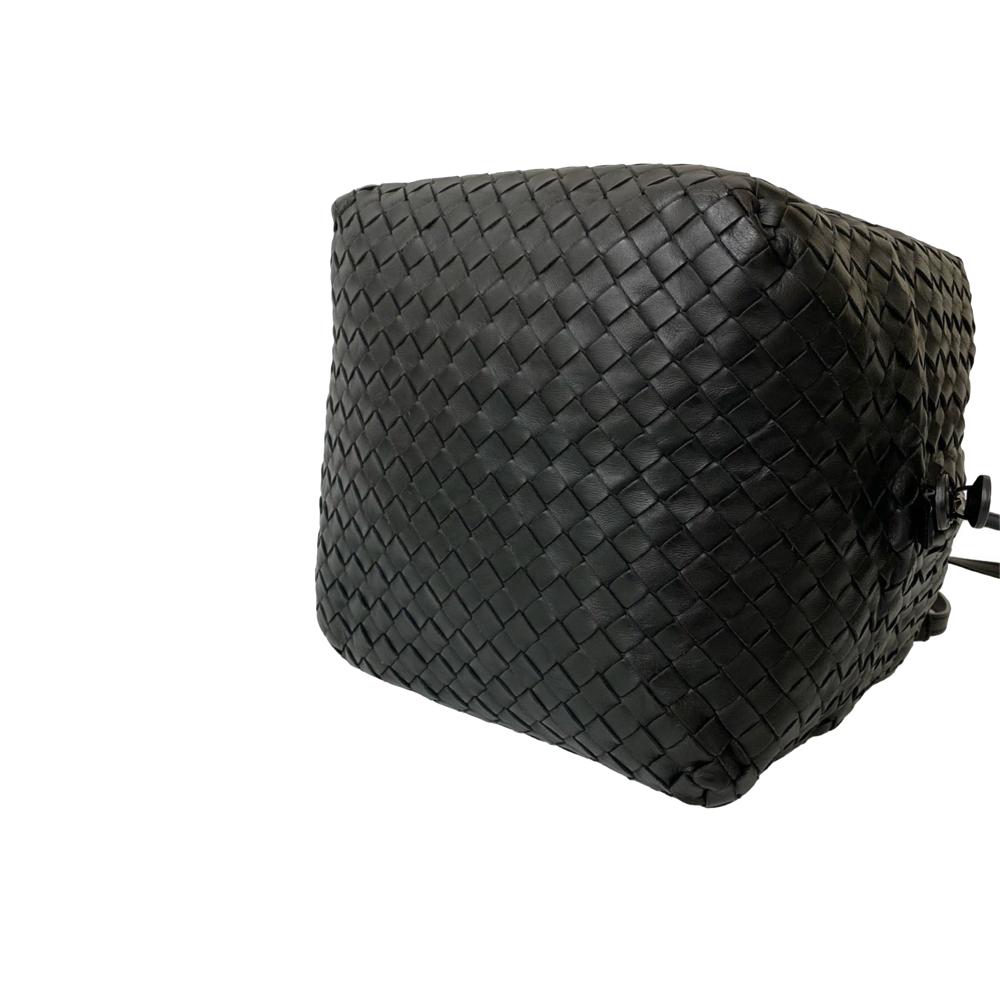 Bottega Veneta AB Bottega Veneta Black Nappa Leather Leather Nappa Intrecciato Cube Crossbody Italy