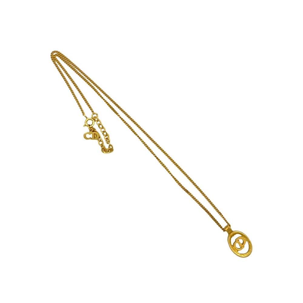 Christian Dior AB Dior Gold Gold Plated Metal CD Logo Pendant Necklace France