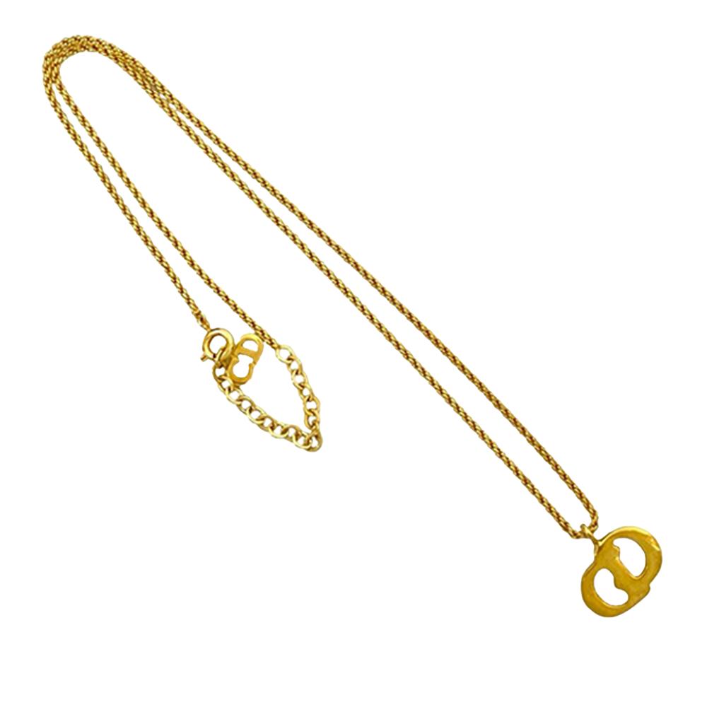 Christian Dior B Dior Gold Gold Plated Metal CD Logo Pendant Necklace France