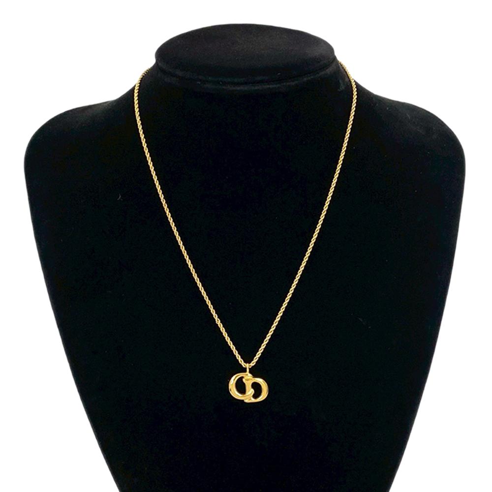 Christian Dior B Dior Gold Gold Plated Metal CD Logo Pendant Necklace France
