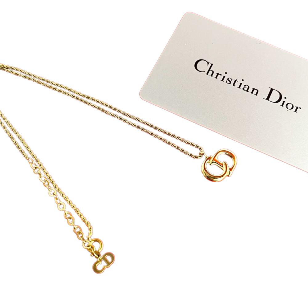 Christian Dior AB Dior Gold Gold Plated Metal CD Logo Pendant Necklace Germany