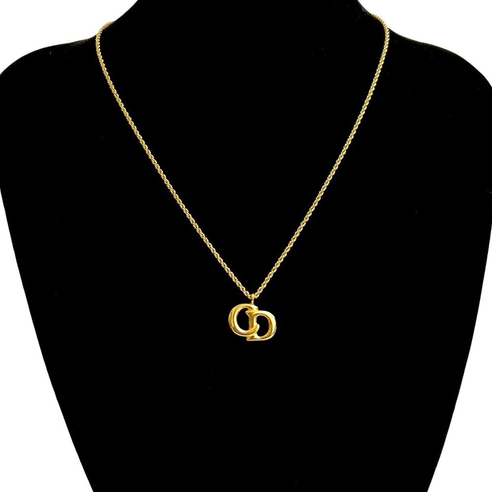 Christian Dior AB Dior Gold Gold Plated Metal CD Logo Pendant Necklace France