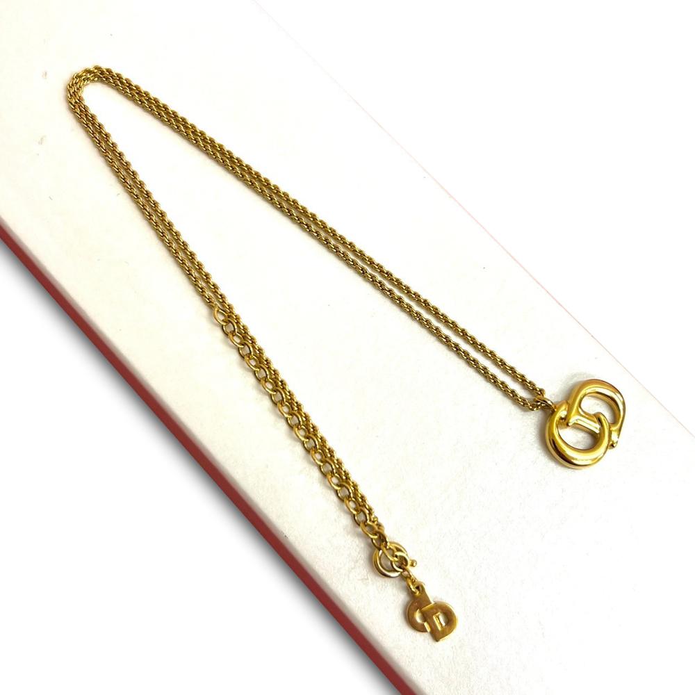 Christian Dior AB Dior Gold Gold Plated Metal CD Logo Pendant Necklace France