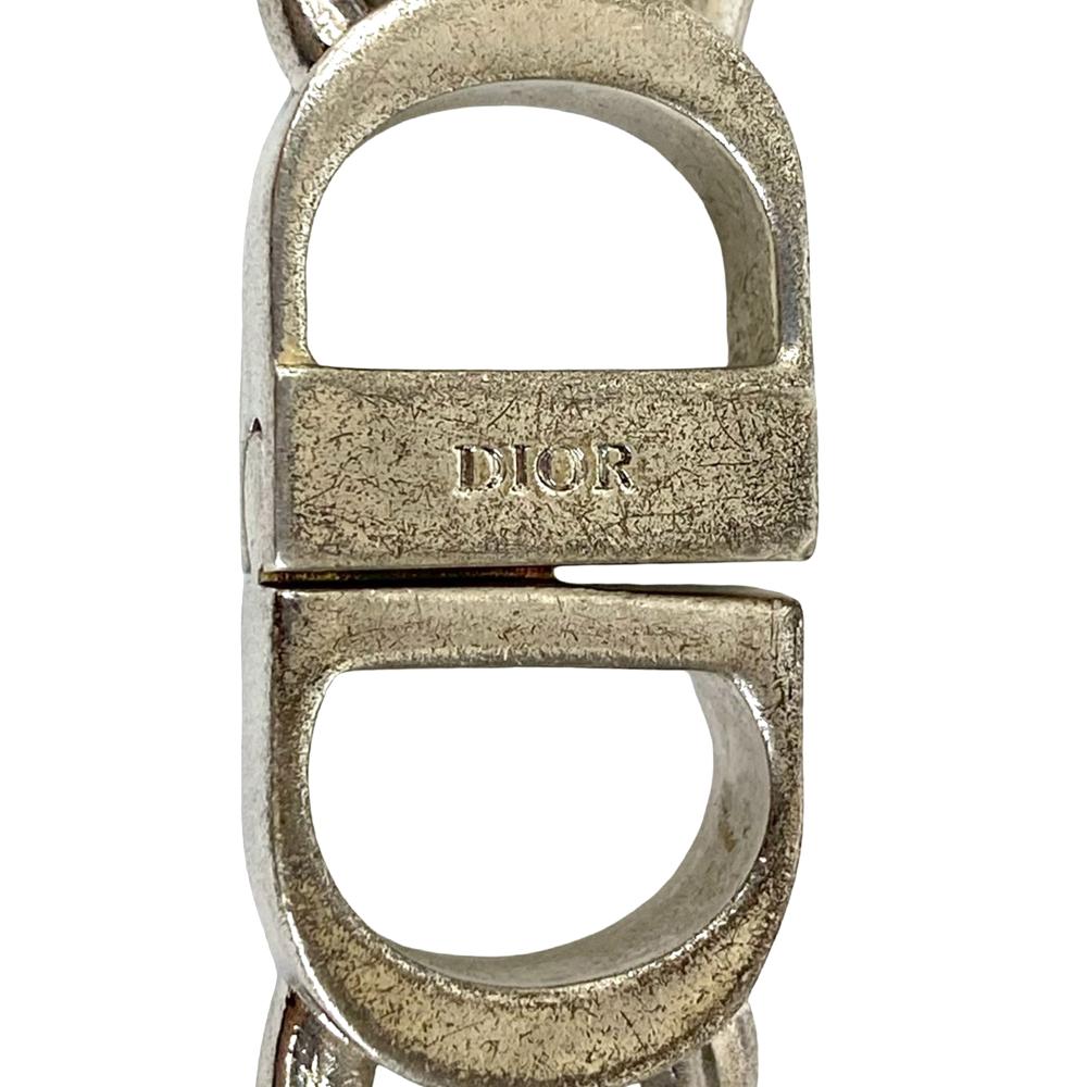 Christian Dior B Dior Silver Silver Plated Metal CD Logo Chain Link Necklace France