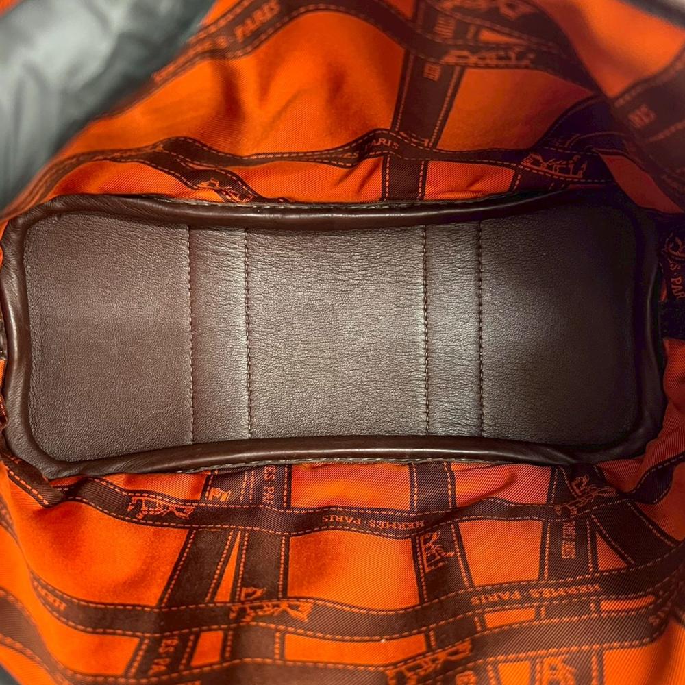 Hermès B Hermès Brown Dark Brown Calf Leather Swift and Silk Bolduc Twilly Garden Party 23 France