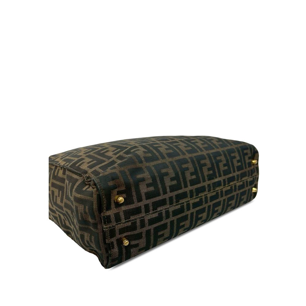 Fendi AB Fendi Brown Canvas Fabric Zucca Twins Tote Italy