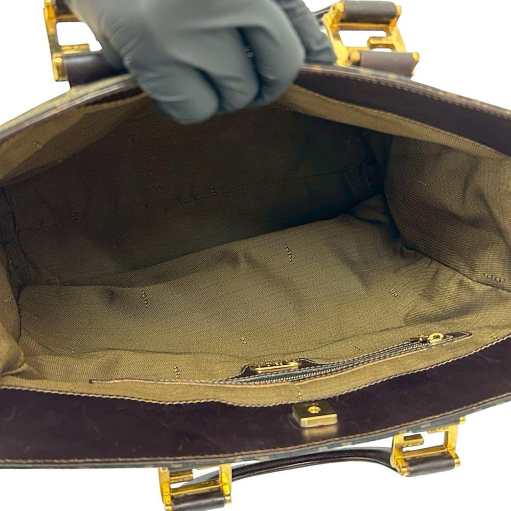 Fendi AB Fendi Brown Canvas Fabric Zucca Twins Tote Italy