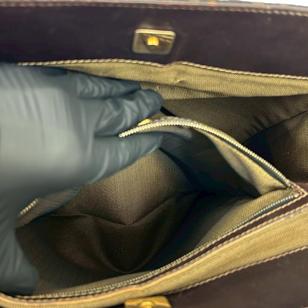 Fendi AB Fendi Brown Canvas Fabric Zucca Twins Tote Italy