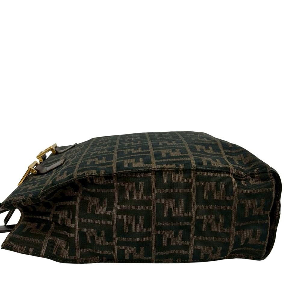 Fendi AB Fendi Brown Canvas Fabric Zucca Twins Tote Italy