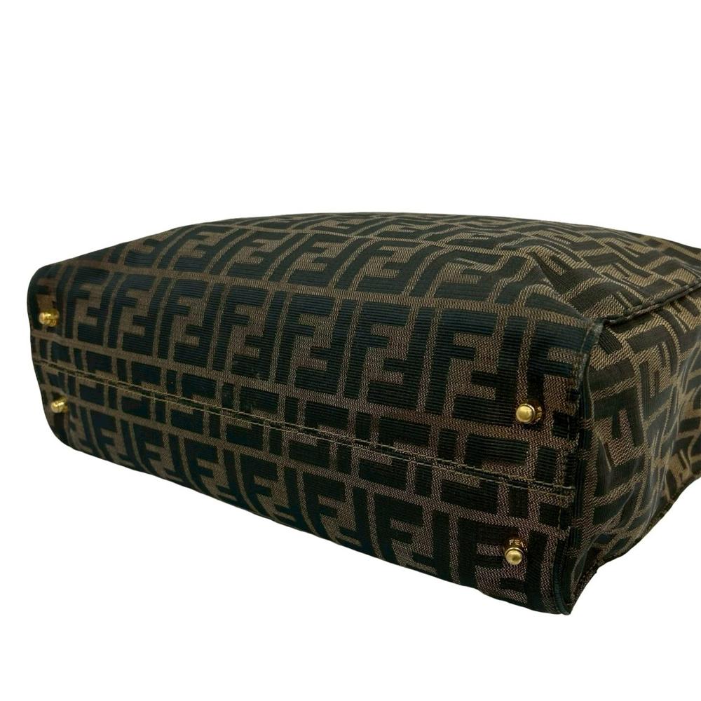 Fendi AB Fendi Brown Canvas Fabric Zucca Twins Tote Italy