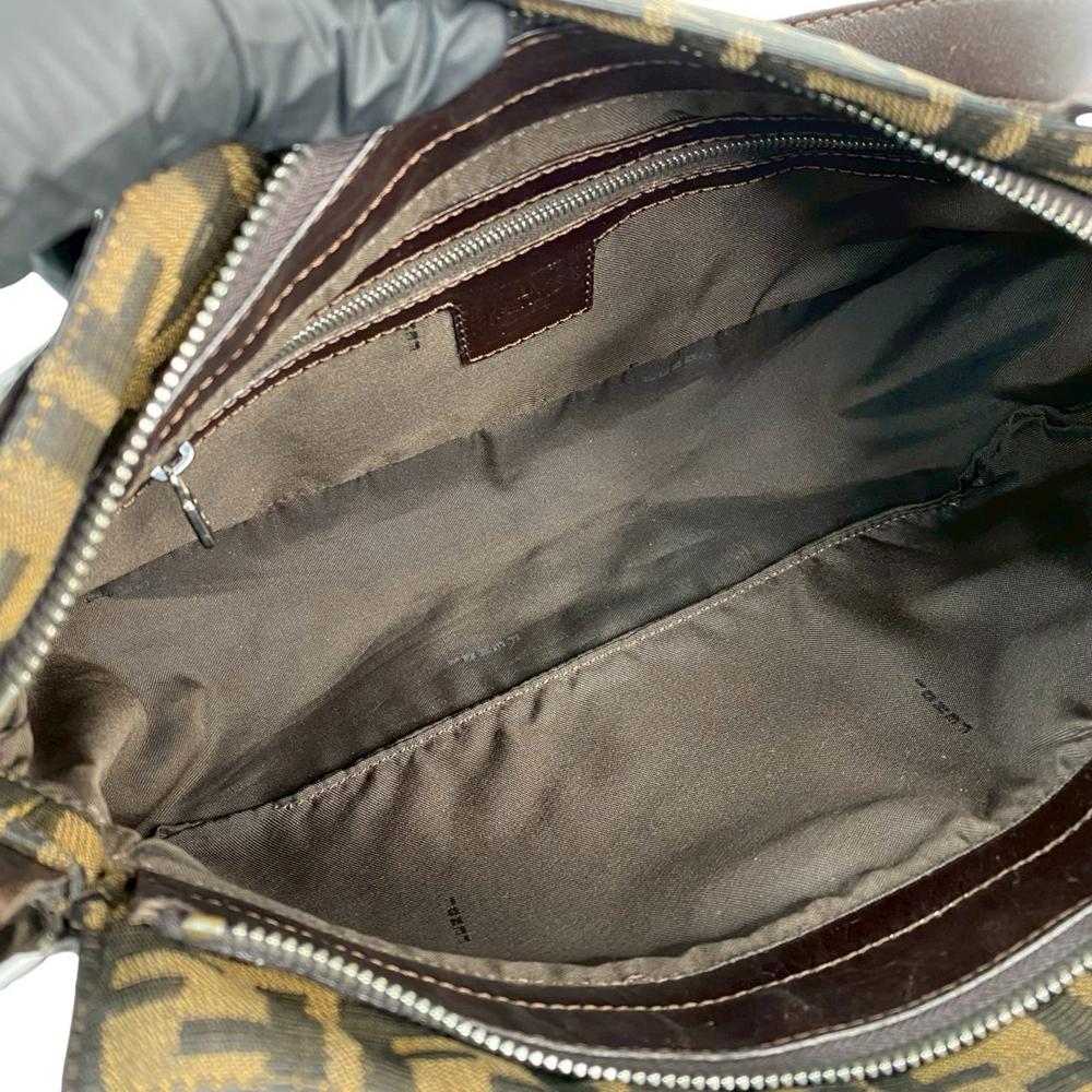 Fendi B Fendi Brown Canvas Fabric Zucca Shoulder Bag Italy