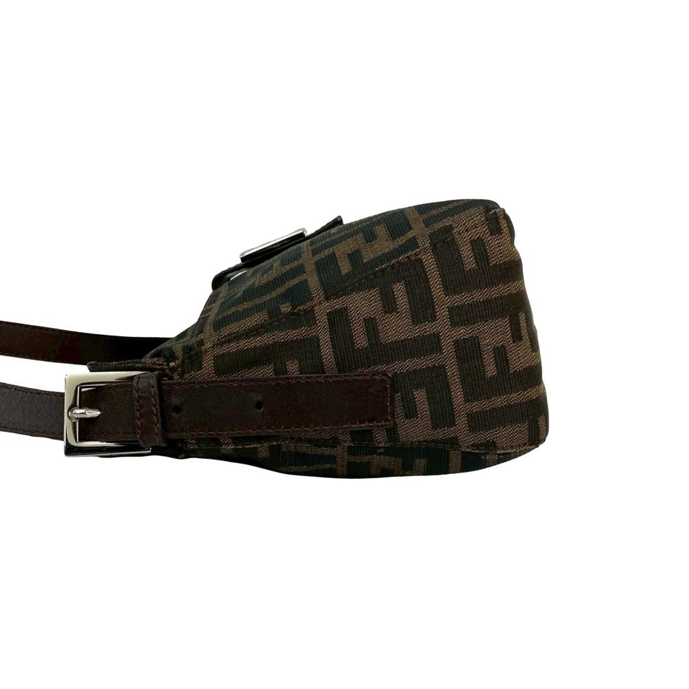Fendi B Fendi Brown Canvas Fabric Zucca Shoulder Bag Italy