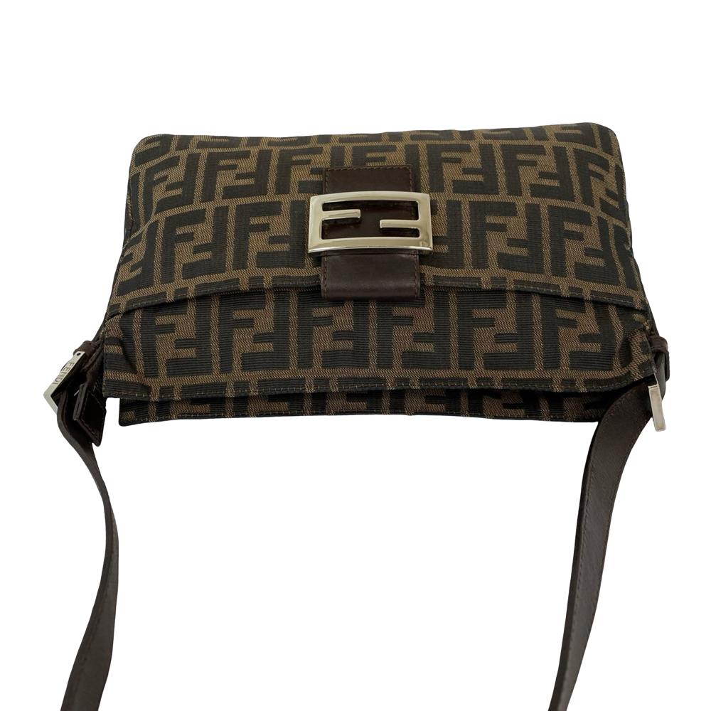 Fendi B Fendi Brown Canvas Fabric Zucca Shoulder Bag Italy