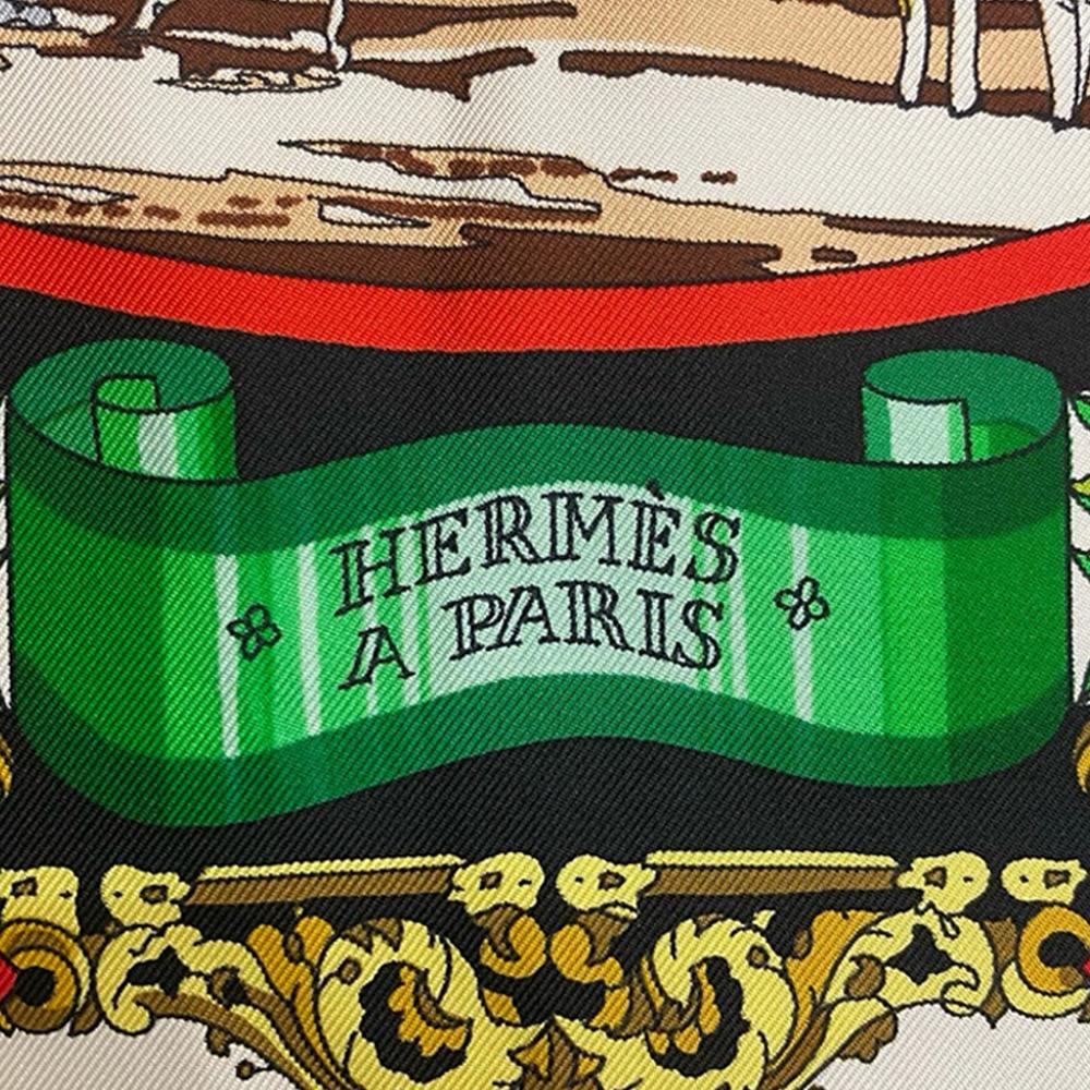 Hermès AB Hermès Black with Multi Silk Fabric L Entente Cordiale Scarf 90 France