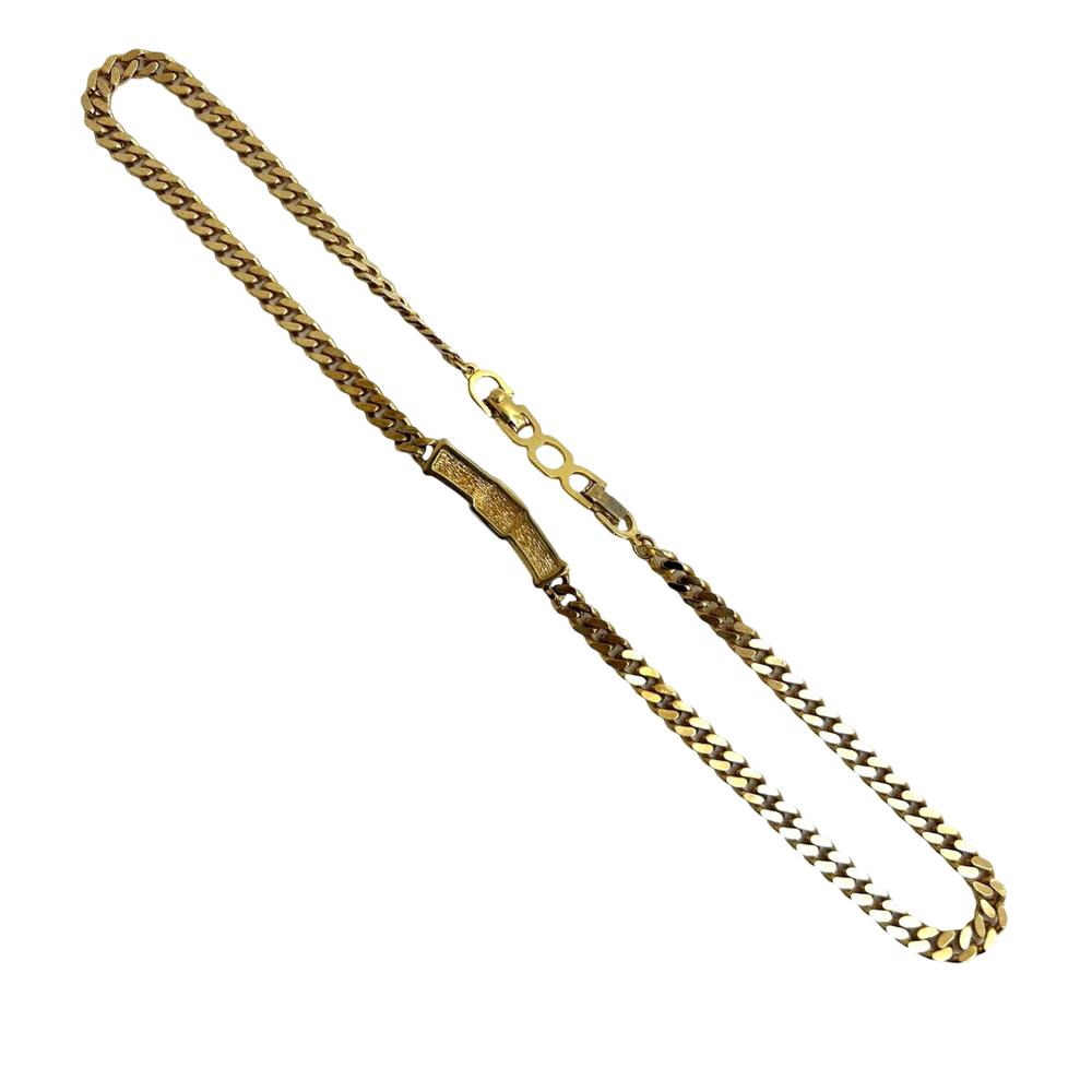 Christian Dior AB Dior Gold Gold Plated Metal CD Logo Rhinestone Cuban Chain Link Necklace Germany