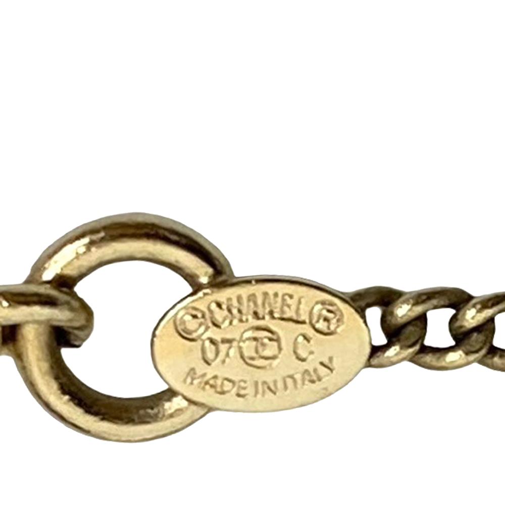 Chanel AB Chanel Gold with White Pearl Gold Plated Metal CC Faux Pearl Clock Pendant Necklace France