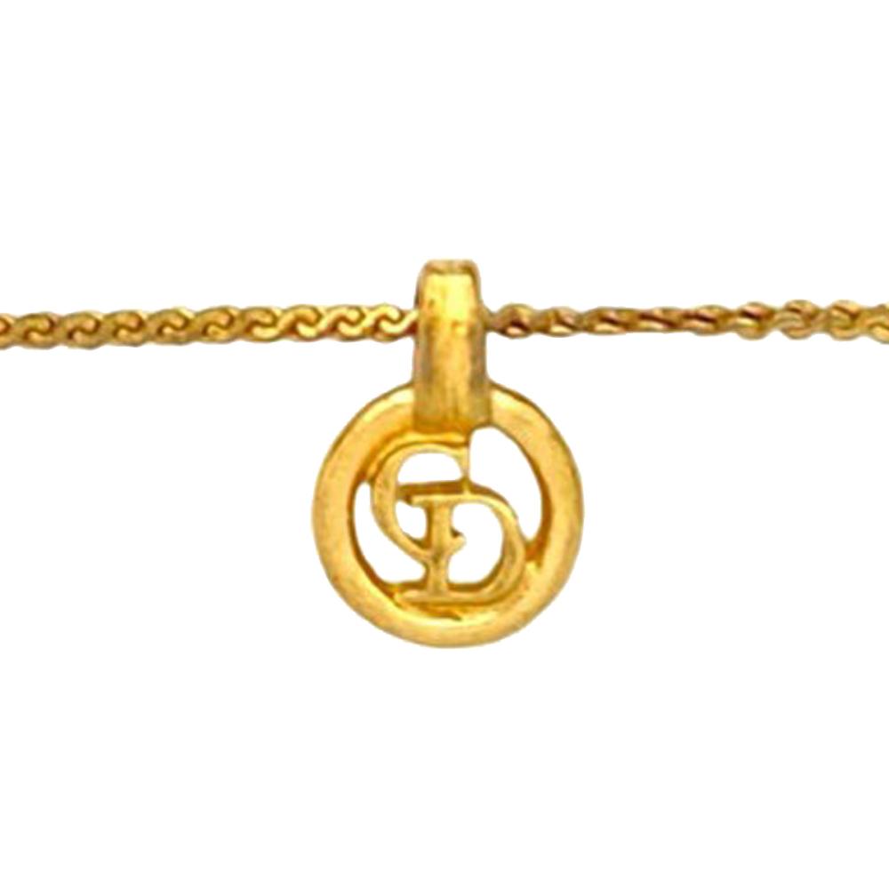 Christian Dior B Dior Gold Gold Plated Metal CD Logo Pendant Necklace France