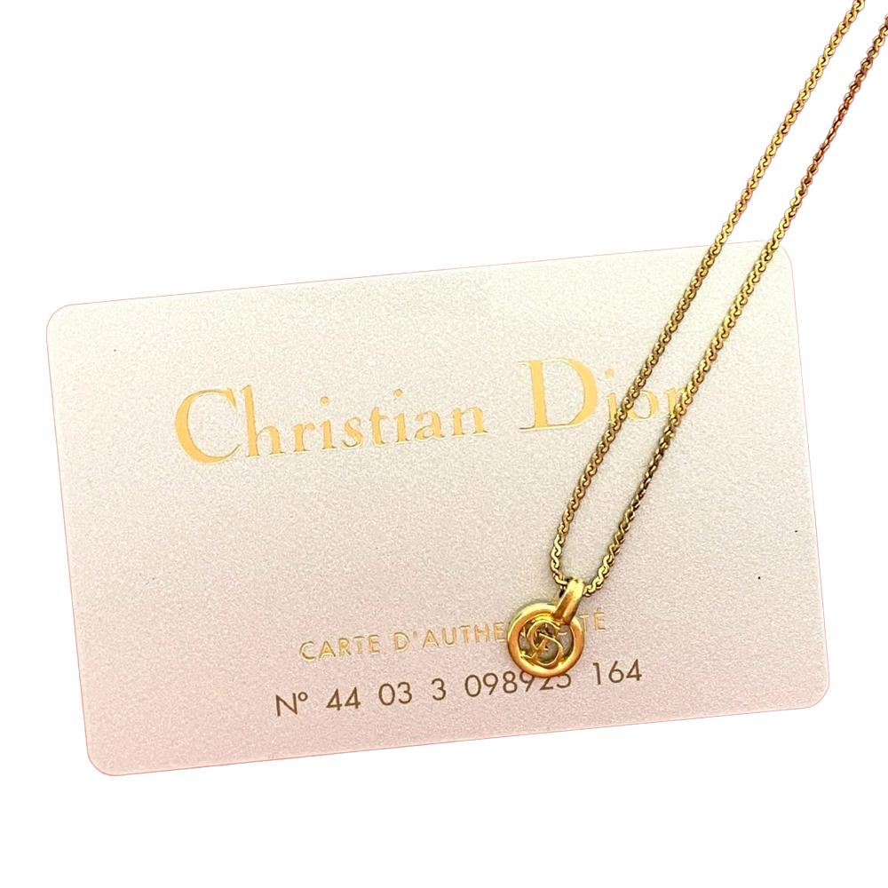 Christian Dior B Dior Gold Gold Plated Metal CD Logo Pendant Necklace France