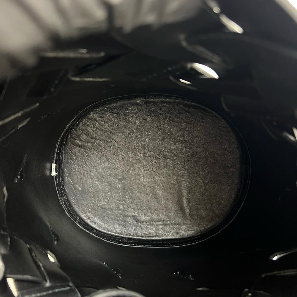 Prada AB Prada Black Calf Leather Vitello Intreccio Tress Bucket Bag Italy