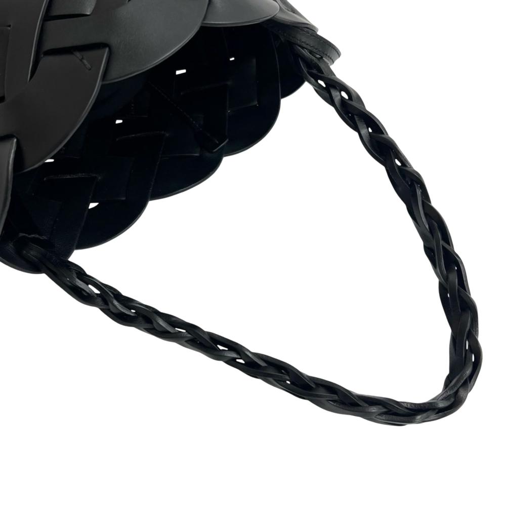 Prada AB Prada Black Calf Leather Vitello Intreccio Tress Bucket Bag Italy