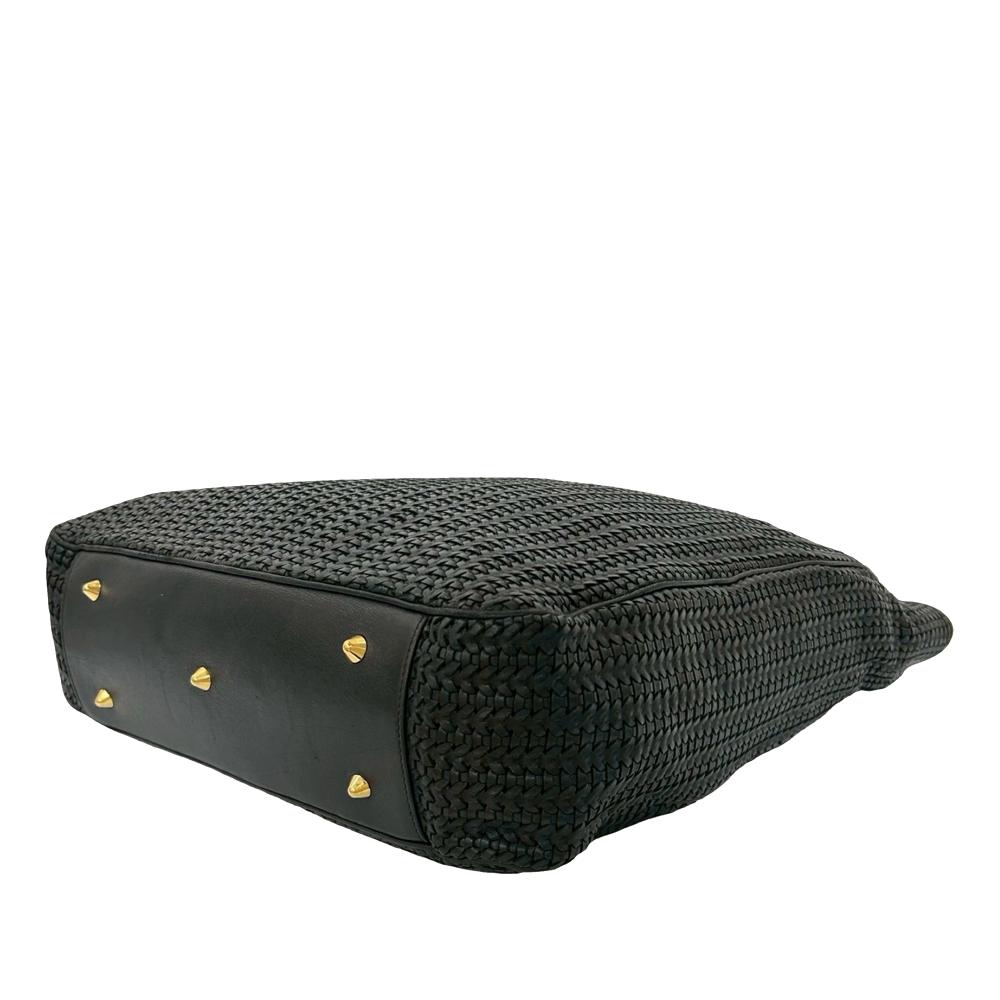 Christian Dior B Dior Black Lambskin Leather Leather Large Woven Lambskin Lady Dior Soft Shopping Tote Italy