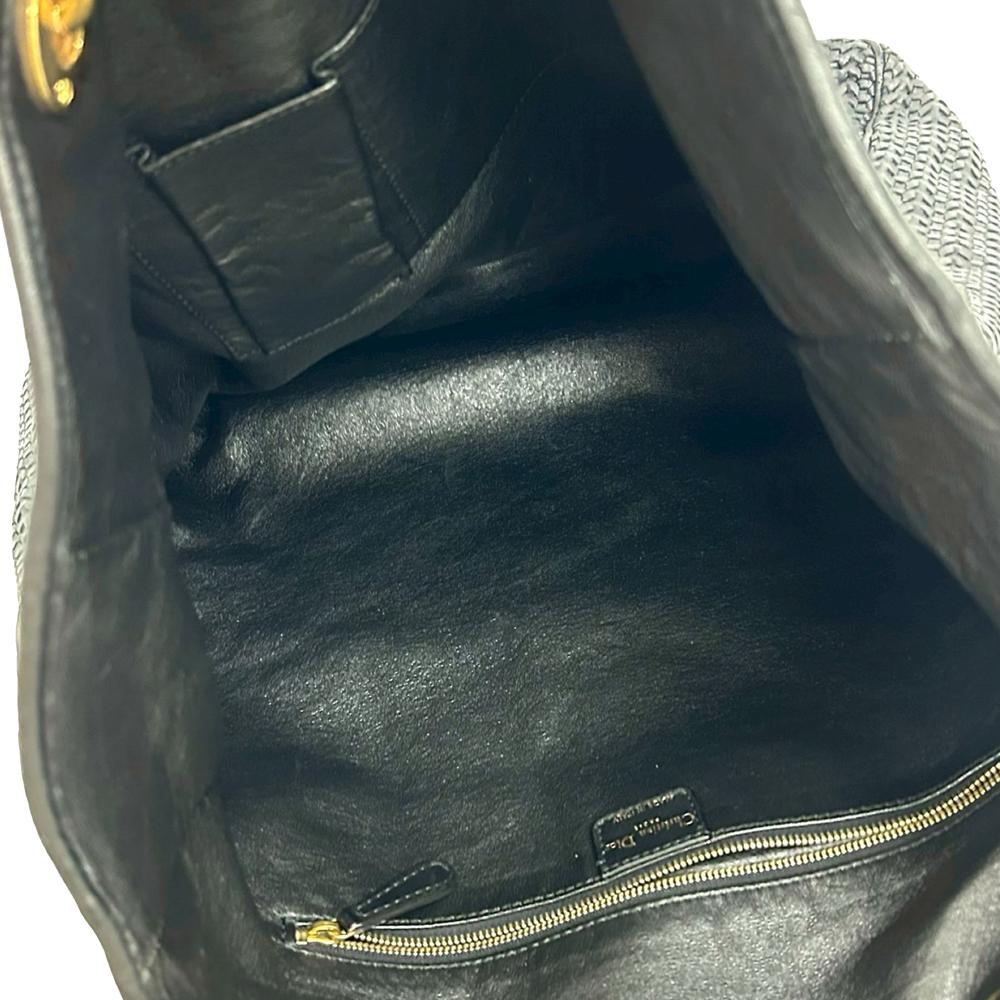 Christian Dior B Dior Black Lambskin Leather Leather Large Woven Lambskin Lady Dior Soft Shopping Tote Italy