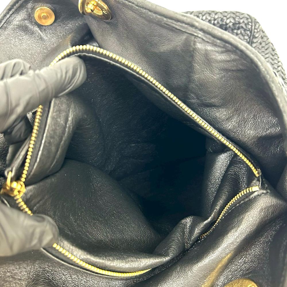 Christian Dior B Dior Black Lambskin Leather Leather Large Woven Lambskin Lady Dior Soft Shopping Tote Italy