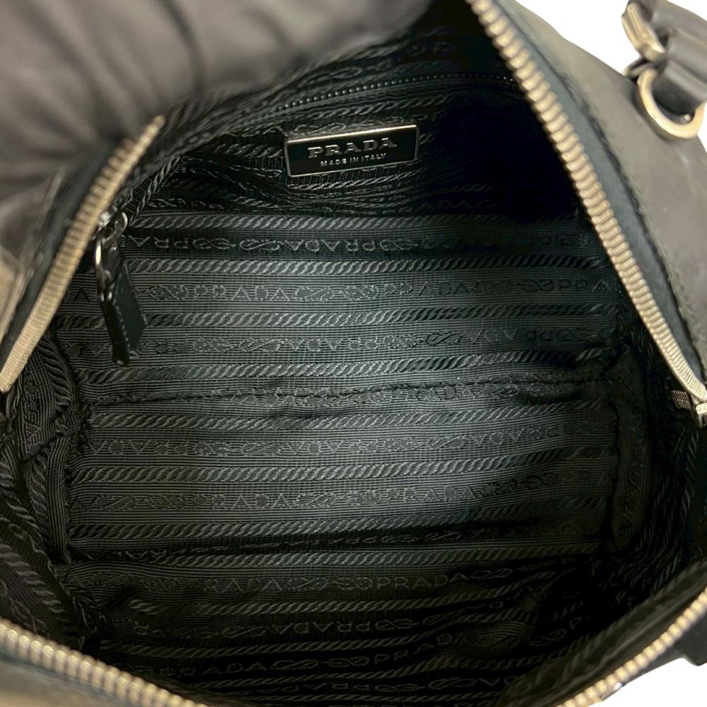 Prada AB Prada Black Calf Leather Soft Top Handle Bag Italy