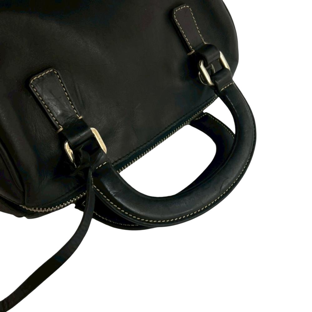 Prada AB Prada Black Calf Leather Soft Top Handle Bag Italy