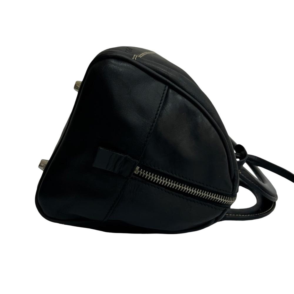 Prada AB Prada Black Calf Leather Soft Top Handle Bag Italy