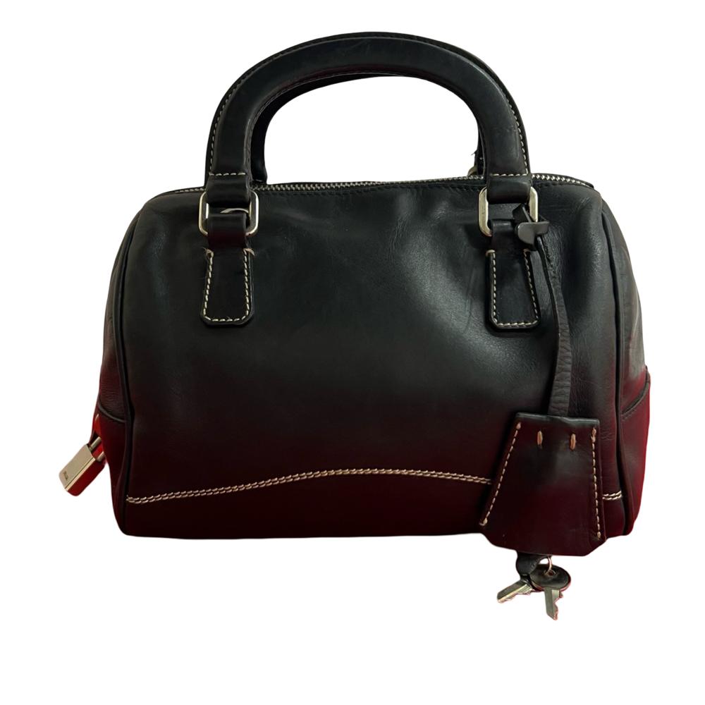 Prada AB Prada Black Calf Leather Soft Top Handle Bag Italy