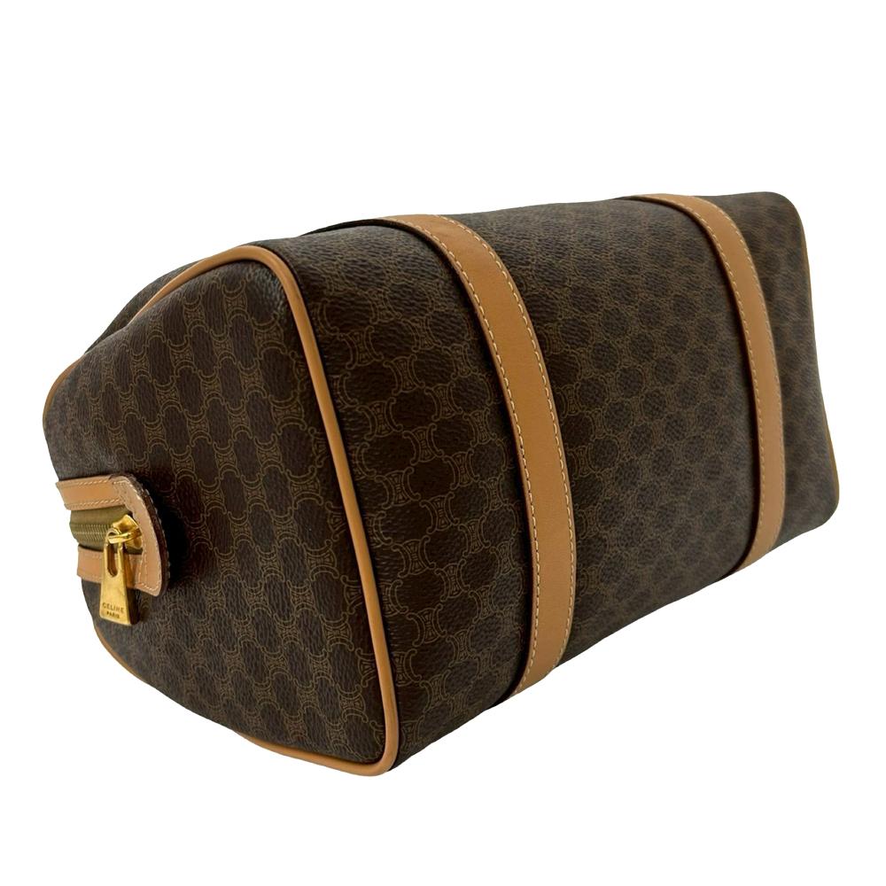 Celine B Celine Brown Coated Canvas Fabric Macadam Satchel France